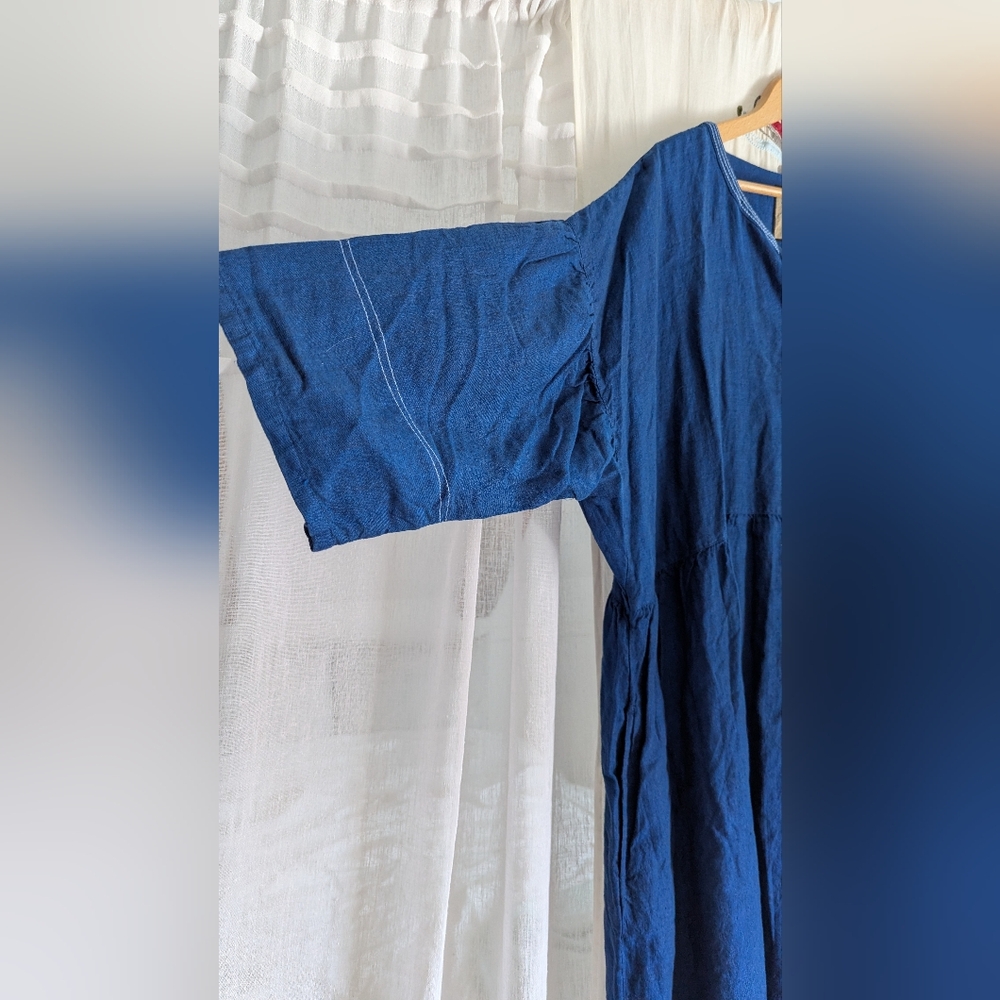 Gudrun Sjoden Blue Organic Linen Maxi Dress - Picture 7 of 14
